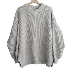 Aerie Chunky Sweater Chenille Crewneck Oversized  Light Pink Sz S